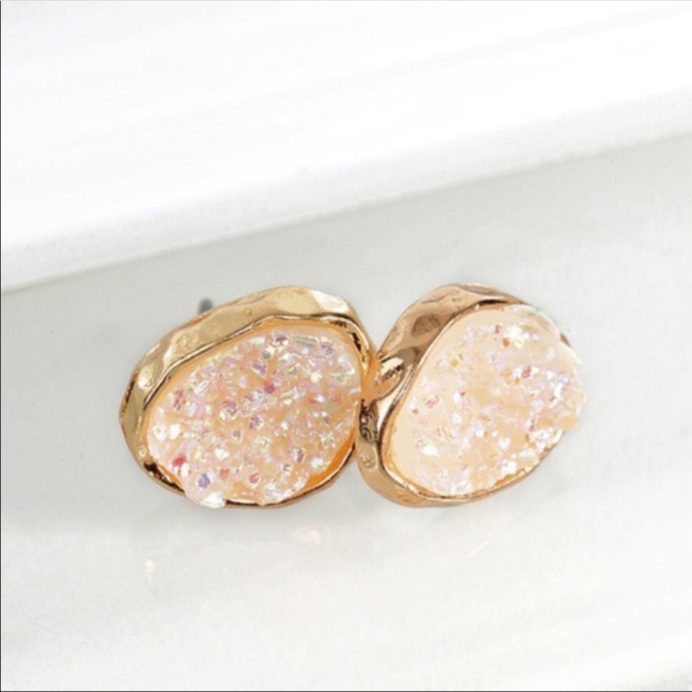 White Druzy Earrings